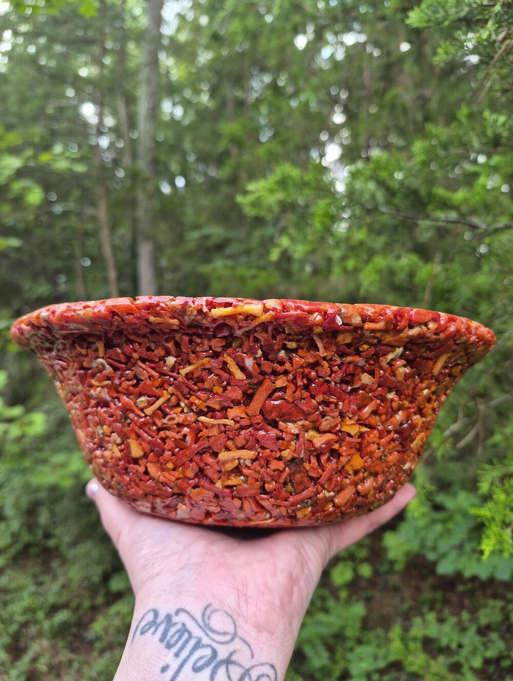 Jay King Mine Finds Rare Decorative Red Orange Coral Bowl 10" Wide 4" Deep Decor